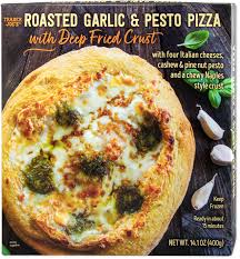 Trader Joe's Roasted Garlic & Pesto Pizza with Deep Fried Crust - best trader joe's frozen meals