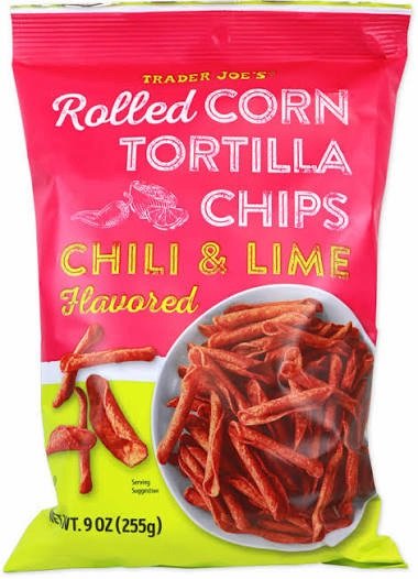 The Best Trader Joe's Snacks, Ranked 1 best trader joe's snacks - Chili & Lime Flavored Rolled Corn Tortilla Chips