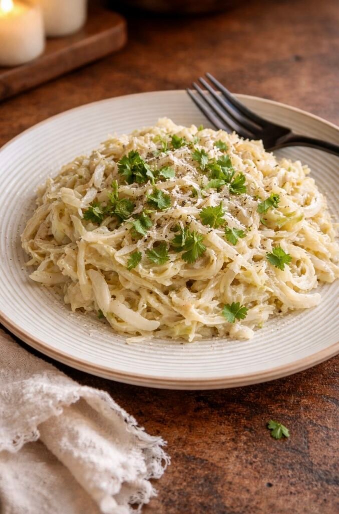 5 Best Cabbage Recipes (Easy, Healthy and Anything but Boring) 2 Cabbage Alfredo (Creamy Low-Carb Pasta Alternative)