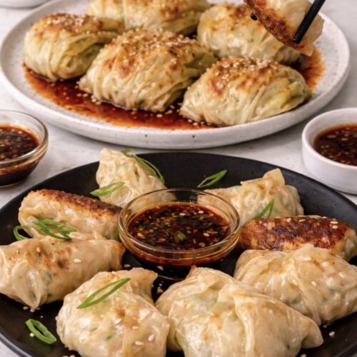 cabbage dumplings recipe pan-fried with crispy skirt