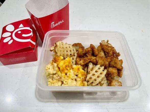 Chick-fil-A hacks order with nuggets waffle fries and mac and cheese showing best Chick-fil-A ordering tips
