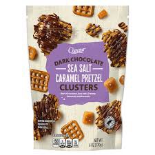 Choceur Dark Chocolate Caramel Pretzel Clusters best Aldi snack dark chocolate caramel and sea salt