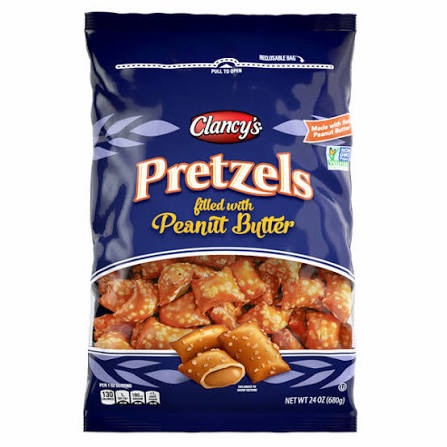 Clancy's Peanut Butter Filled Pretzels best Aldi snack with generous peanut butter filling