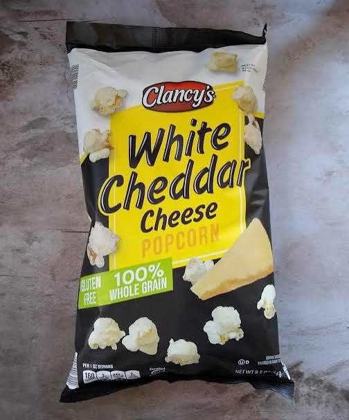 Clancy's White Cheddar Popcorn best Aldi snack comparable to Smartfood white cheddar popcorn