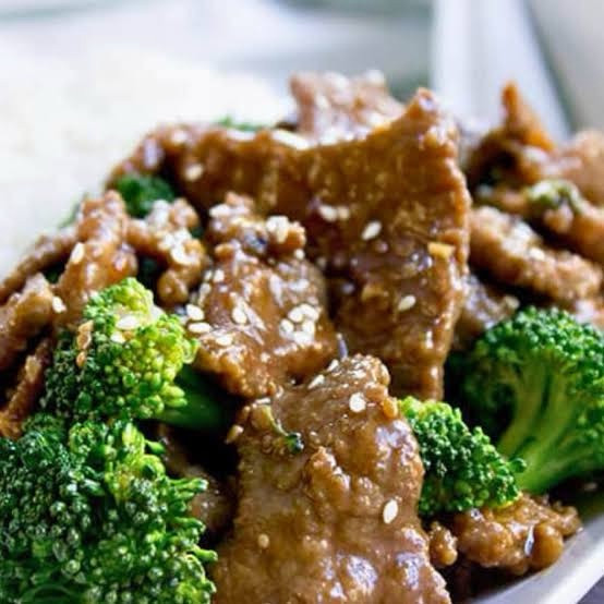 Panda Express Broccoli Beef in ginger soy sauce - panda express menu item