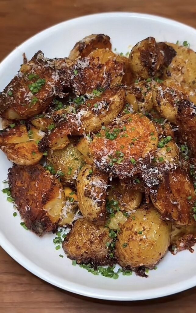 Crispy Garlic Parmesan Potatoes Recipe (Viral TikTok Side Dish)