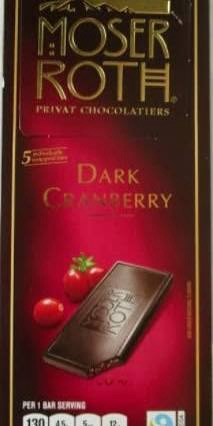 Moser Roth Dark Cranberry Bar best Aldi chocolate snack German-made dark chocolate with tart cranberries