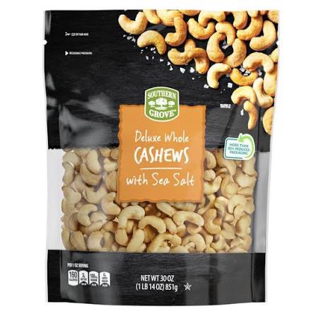 Southern Grove Sea-Salted Cashews best Aldi snack affordable premium quality cashews