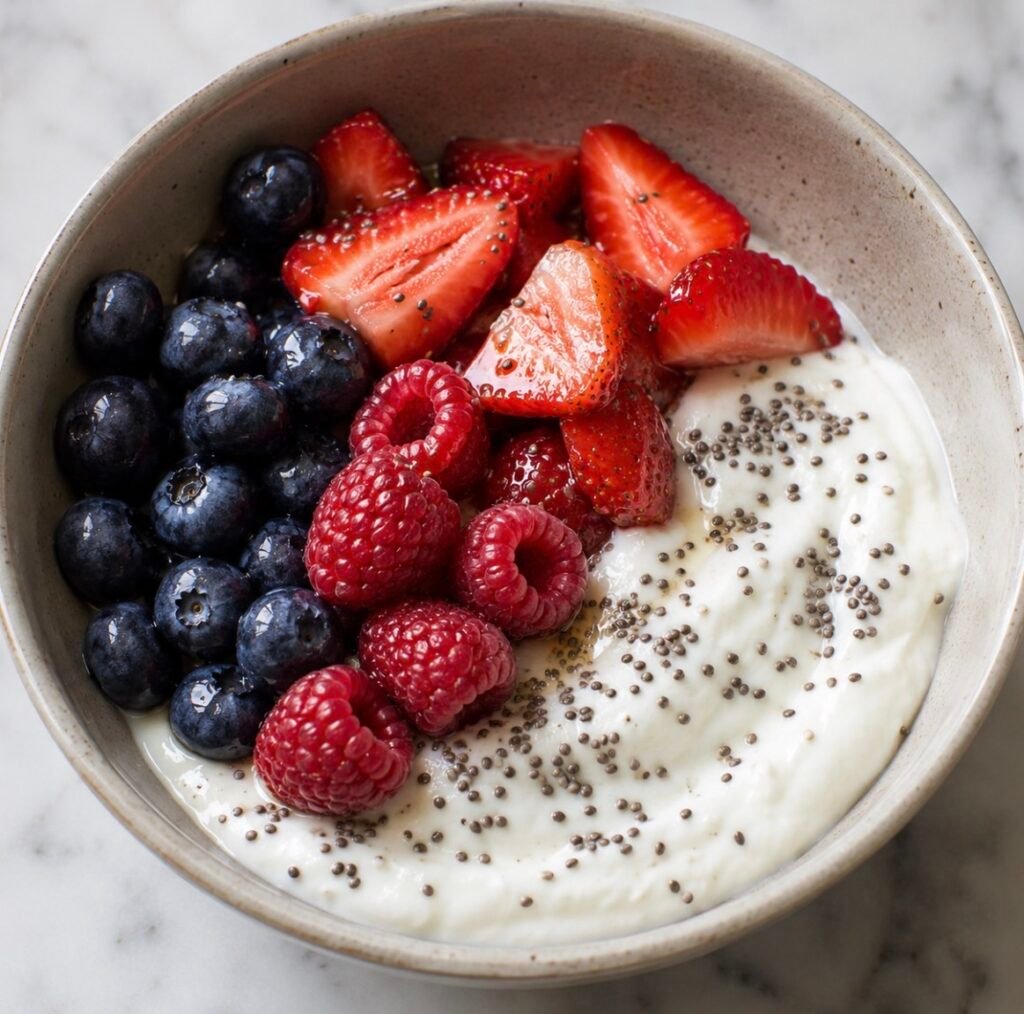 Greek Yogurt With Chia Seeds and Berries