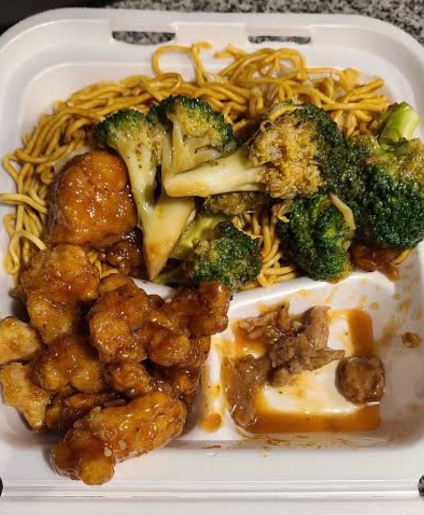 Panda Express Broccoli Beef, thin beef slices with broccoli in ginger-soy sauce