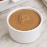 Turkey gravy in a gravy boat, ready to serve