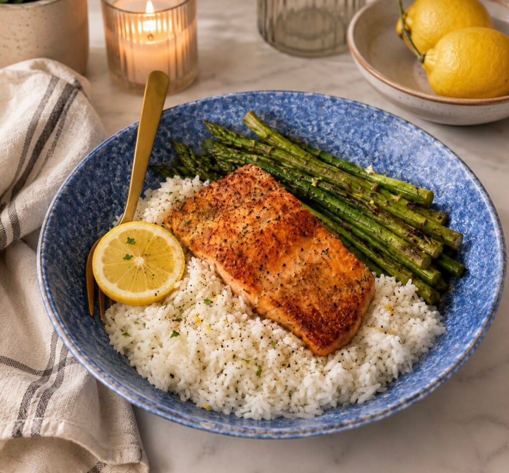 Garlic Butter Salmon Bowl