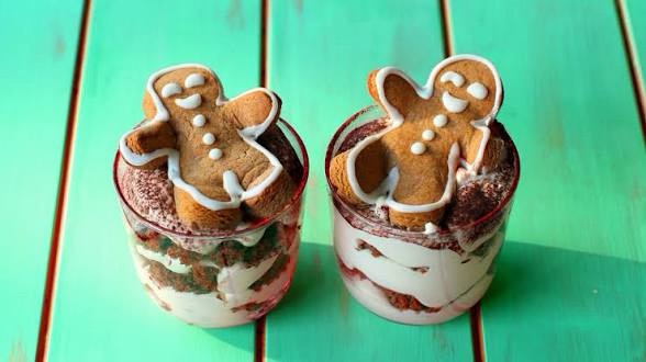 The Budget Christmas Dinner Menu That Doesn't Look Cheap 4 gingerbread trifle layered in a glass bowl
