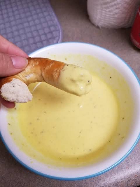 Homemade honey mustard dressing in a jar