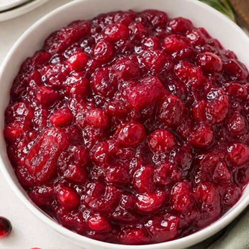 Bowl of spicy jalapeño cranberry sauce as a substitute for canned cranberry sauce