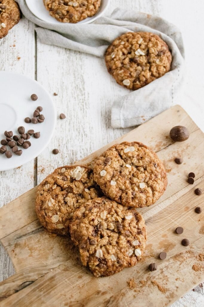 Two ingredient banana oat cookies with dark chocolate chips
